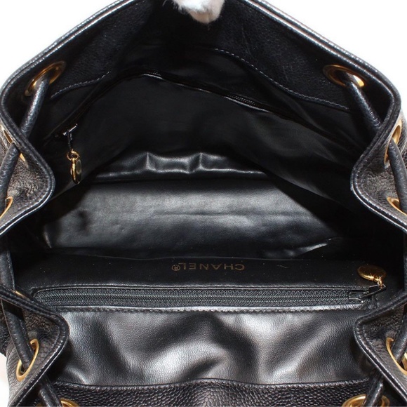 CHANEL Vintage Quilted Black Backpack with Gold Accents 24K Gold Plated Hardware main image 4